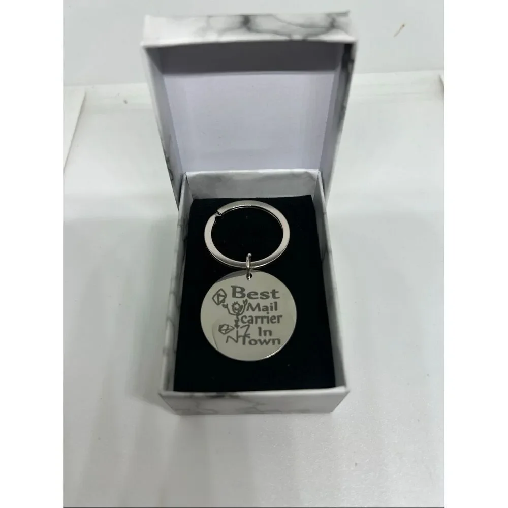 Best Mail Carrier In Town Keychain Gift Postal Worker Appreciation